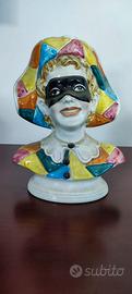 Busto in ceramica di Arlecchino, Italia anni '60