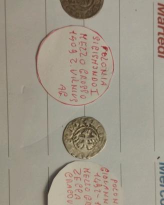 monete medievali Polonia rare  mezzo grosso 