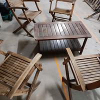 Set Salotto Giardino in Legno: Tavolino + 4 Sedie 