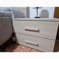 Letto, doghe in legno,  2 comodini