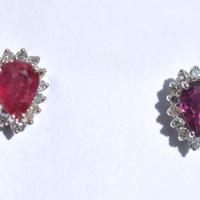 Orecchini Oro 18kt 30 Diamanti e Rubini Birmani