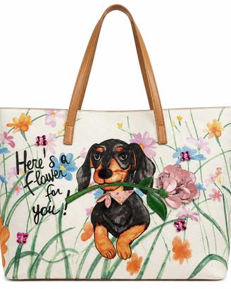 Borsa Braccialini tote con cagnolino e fiori