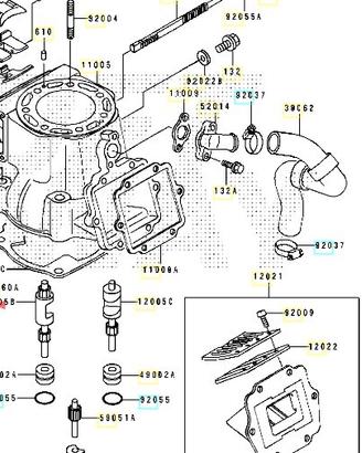 Valvola di scarico Sx Kawasaki KX250 120051210