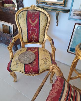salottino stile barocco o Luigi xv in legno dorato