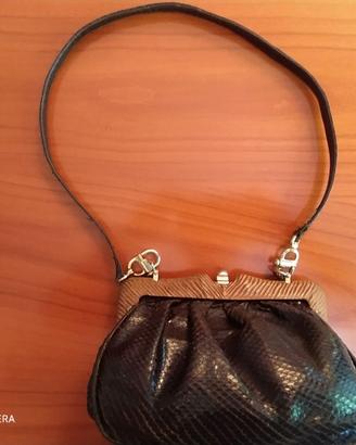 borsa vintage pitone color cioccolato con tracolla
