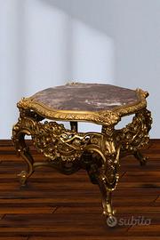 TAVOLINO DI LUSSO STILE BAROCCO ORO INTAGLIATO