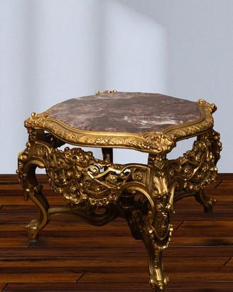 TAVOLINO DI LUSSO STILE BAROCCO ORO INTAGLIATO