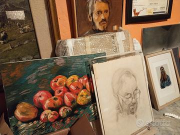 disegni a  matita  oli e pastelli  secchi .