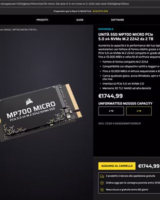 CORSAIR MP700 MICRO 4TB PCIe Gen5 NVMe M.2 2242