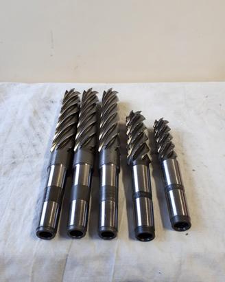 Serie di N. 5 frese a 6 taglienti in HSS cono M