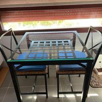 Tavolo in ferro battuto in vetro e metallo 75 x 75