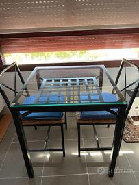 Tavolo in ferro battuto in vetro e metallo 75 x 75