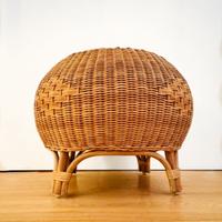 Pouf sgabello poggiapiedi vimini rattan anni 70