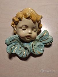 Testa d'angelo - Ceramica smaltata - 10 × 9 cm