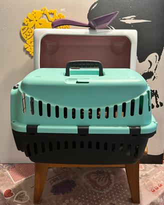 Trasportino e lettiera per gatto con paletta