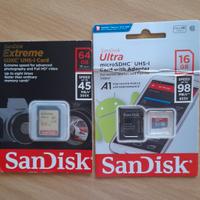 Due schede di memoria SanDisk 64gb e 16gb