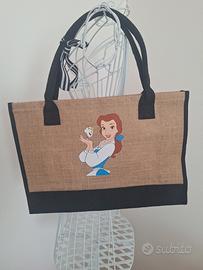 borsa tote la bella e la bestia disney in iuta