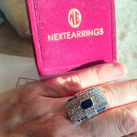 Anello in argento Emerald Cut Blue & White Sapphir