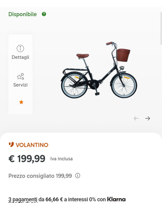 Bicicletta 20 pollici pieghevole tlm 26 nera