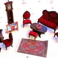 Salone scrivania arredo in legno casa dele bambole