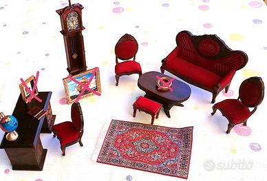 Salone scrivania arredo in legno casa dele bambole