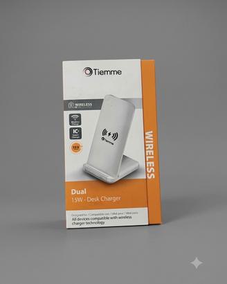 Caricatore Wireless Stand Tiemme Dual 15W