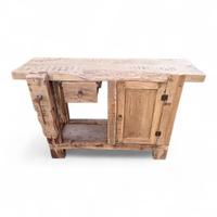 Banco da falegname con anta e cassetto in rovere