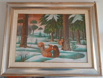 Quadro Naif Vito De Tommaso olio su tela 50x70