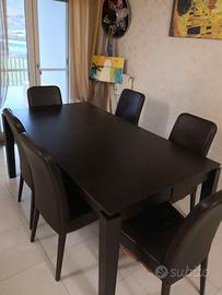 Tavolo 6 posti con sedie e  allungabile a 10 posti