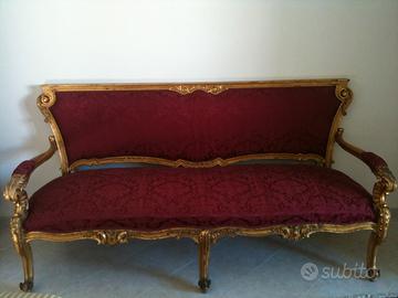 Divano + 2 poltrone stile Impero dorato