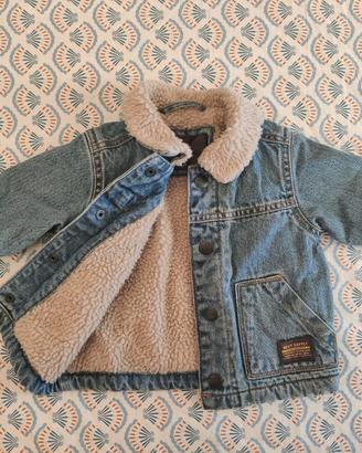 Giacca di jeans foderata in pile sherpa Next