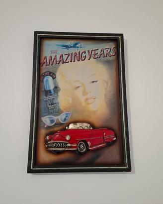 Quadro vintage 3D anni ’50 con auto cabrio 