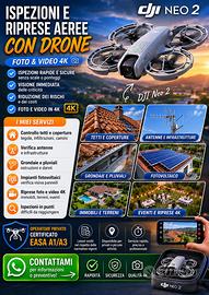 Riprese, ispezioni tetti, sopralluoghi con drone