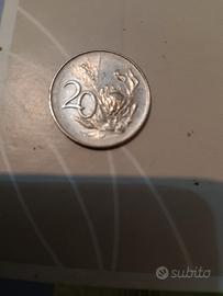 moneta sud africana 20 cent. 1965