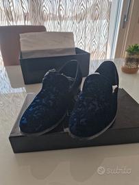 SCARPE CERIMONIA DAMASCATO BLU