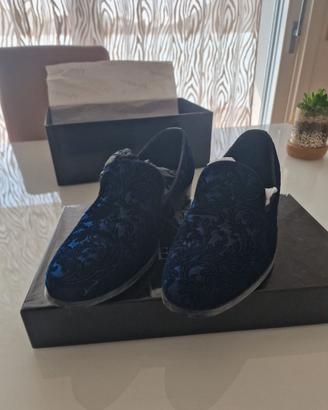 SCARPE CERIMONIA DAMASCATO BLU