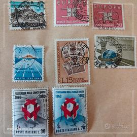8 francobolli italiani usati del 1963
