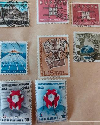 8 francobolli italiani usati del 1963