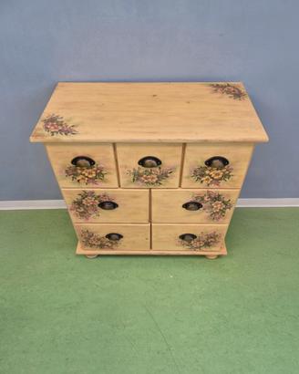 Cassettiera con fiori a decoupage
