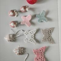 Set 16 decorazioni ceramica cuori farfalle fiore