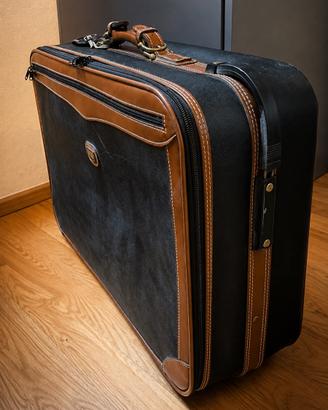 Valigia vintage Jaguar in pelle bicolore