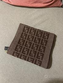 Sciarpa Fendi FF Zucca Marrone Lana Cashmere