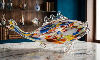 Pesce in Vetro Murano Millefiori Vintage 50 cm