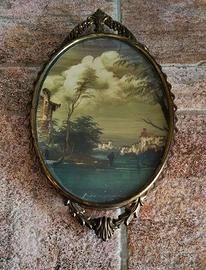 Dipinto a mano in cornice ovale [vintage]