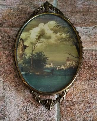 Dipinto a mano in cornice ovale [vintage]