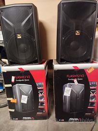 Casse PROEL Flash 12V2 + cavi,stativi, mixer