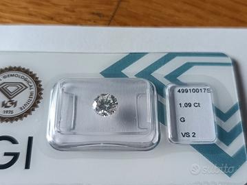 Diamante naturale IGI 1,09 ct G VS2 - blister