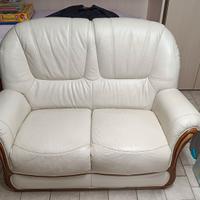 Divano 2 posti in cuoio bianco