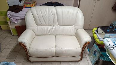 Divano 2 posti in cuoio bianco