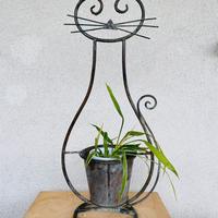 Portavaso da esterno in metallo a forma di gatto